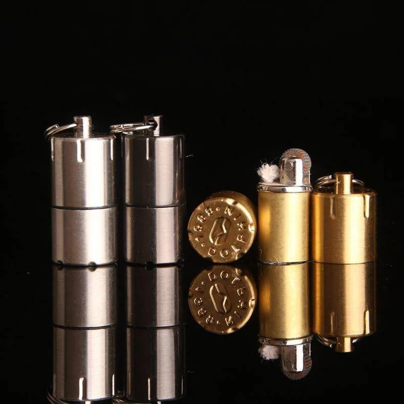 Mini Compact Kerosene Lighter Key Chain Capsule