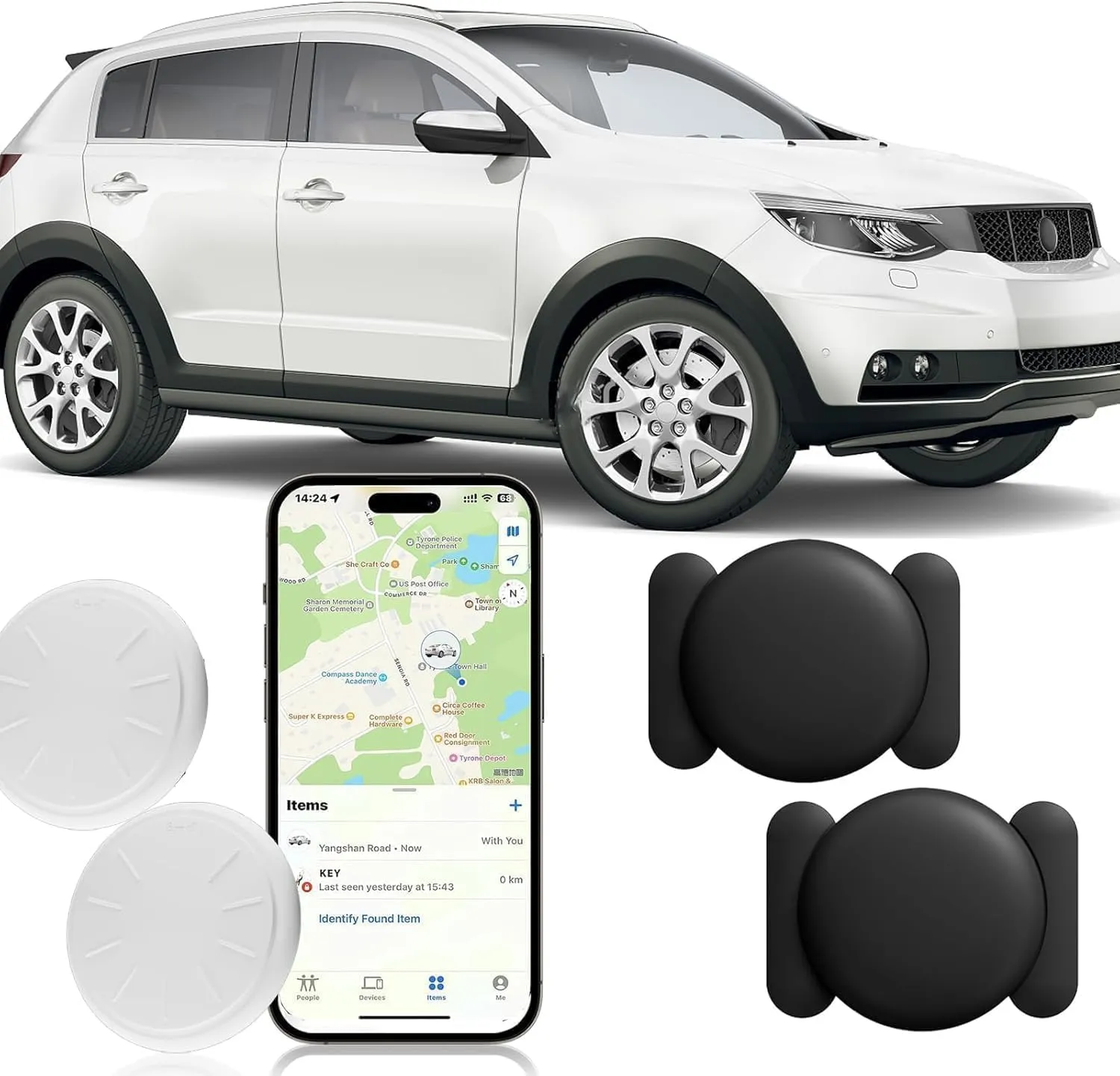 Mini GPS Car Tracker,Real Time Car Locator GPS Tracker for Vehicles,No Subscription Magnetic Anti-Theft Vehicle Tracking Device Work with Apple Find My App (iOS Only) (Black,2PCS)