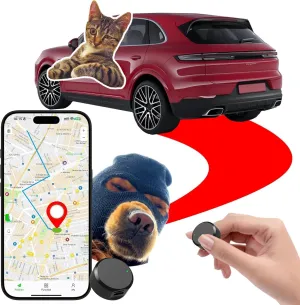 Mini GPS Tracker for Vehicles & Pets,Real-Time Tracking,Portable Magnetic GPS Car Tracker with Geofence Alerts & Smart Track Playback,No Monthly Fee APP/100  Languages & Google Maps Compatible(Black)
