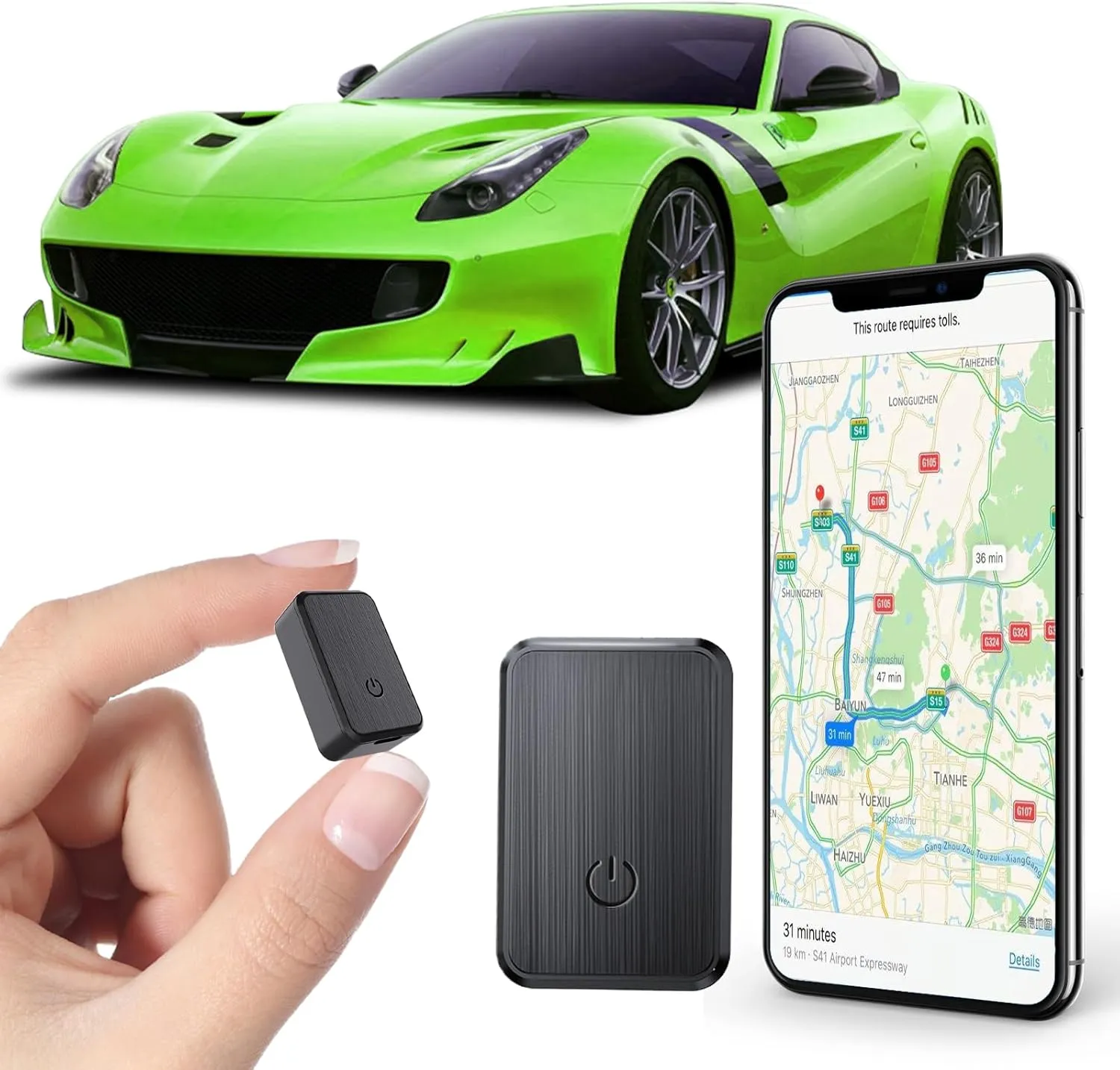 Mini GPS Tracker for Vehicles - Portable Real Time Magnetic GPS Tracking Device for Car, Full Global Coverage Location Tracker for Kids,Dogs,Trucks/Person