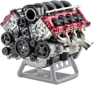 Mini V8 Engine Model Kit That Runs, MAD 3D Printing Resin Simulation RC Internal Combustion Engine for AX90104 SCX10Ⅱ Capra VS4-10 Pro/Ultra Engine Model Car, Physical Science Kit for Adults