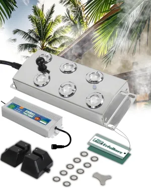 Mist Maker 6 Heads Ultrasonic Pond Fogger, Water Fogger Mist Maker, Fog Machine for Halloween,Outdoor,Pond,Greenhouse,Rockery,Lawn with Float/Power Supply/Discs