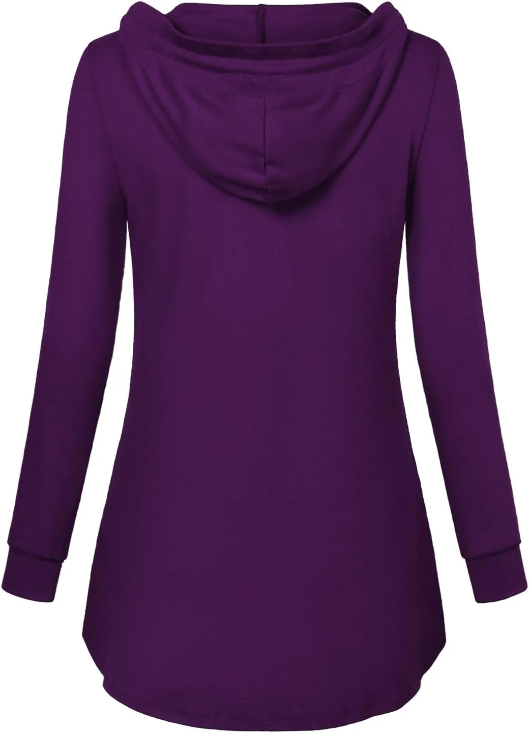 Miusey Womens Hooded Shirts Long Sleeve V Neck Tunic Hoodie Lightweight Sweatshirts with Kangaroo Pocket