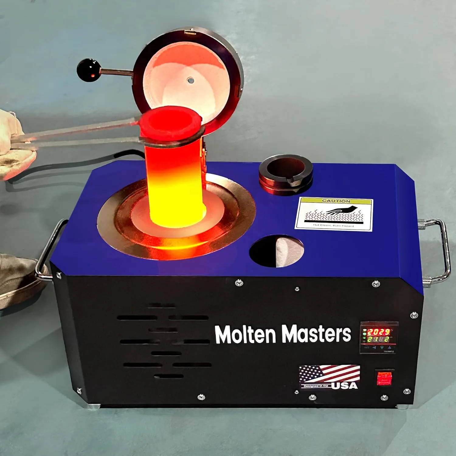 MMasters 3KG Electric Melting Furnace, 1600W 2102℉ Digital Temp Control Gold Smelting Furnace Kit Foundry Kiln with Graphite Crucible & Ingot Molds for Melt Scrap Metal, Silver, Aluminum (Blue Pro)