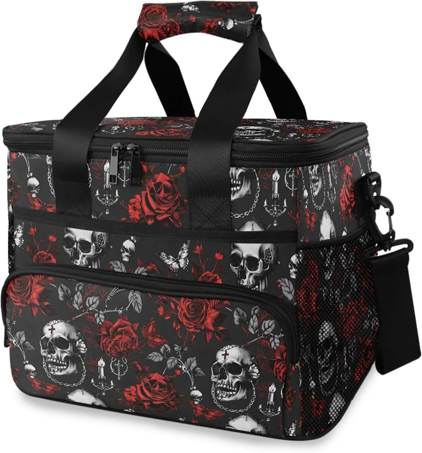 MNSRUU Cooler Bag Skull and Crossbones Soft Cooler Bag Insulated Lunch Totes Picnic Bag Beach Cooler Lunch Box Container with Adjustable Shoulder Strap