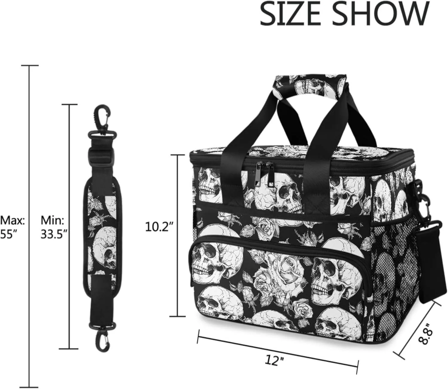 MNSRUU Cooler Bag Skull and Crossbones Soft Cooler Bag Insulated Lunch Totes Picnic Bag Beach Cooler Lunch Box Container with Adjustable Shoulder Strap