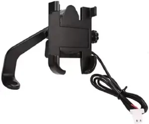 Mobile Phone Holder with USB Charger Waterproof Easy Adjustable Rear View Mirror (Black)