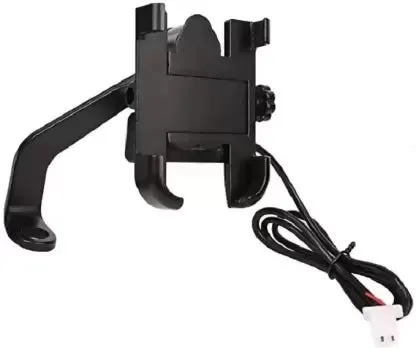 Mobile Phone Holder with USB Charger Waterproof Easy Adjustable Rear View Mirror (Black)