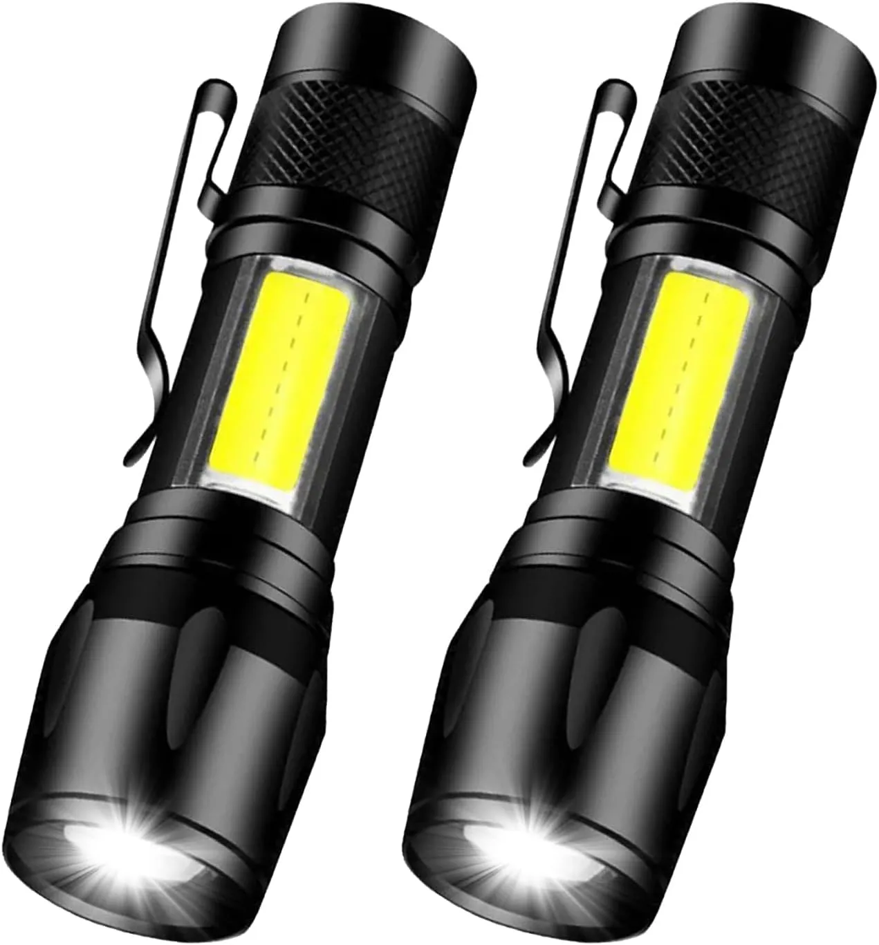 MODOAO LED Flashlights High Lumens, Small Flashlight, Zoomable, Waterproof, Adjustable Brightness Flash Light for Inspection, Work,Outdoor, Emergency (2 Pack)