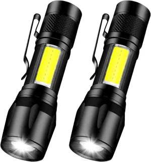 MODOAO LED Flashlights High Lumens, Small Flashlight, Zoomable, Waterproof, Adjustable Brightness Flash Light for Inspection, Work,Outdoor, Emergency (2 Pack)