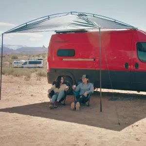 MoonShade XL Portable Awning, Large 12' x 9' Shade Coverage, Lightweight Canopy for Trucks SUVs Vans Campers and Larger Setups (Shadow Blue XL)