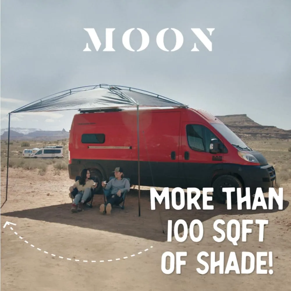 MoonShade XL Portable Awning, Large 12' x 9' Shade Coverage, Lightweight Canopy for Trucks SUVs Vans Campers and Larger Setups (Shadow Blue XL)