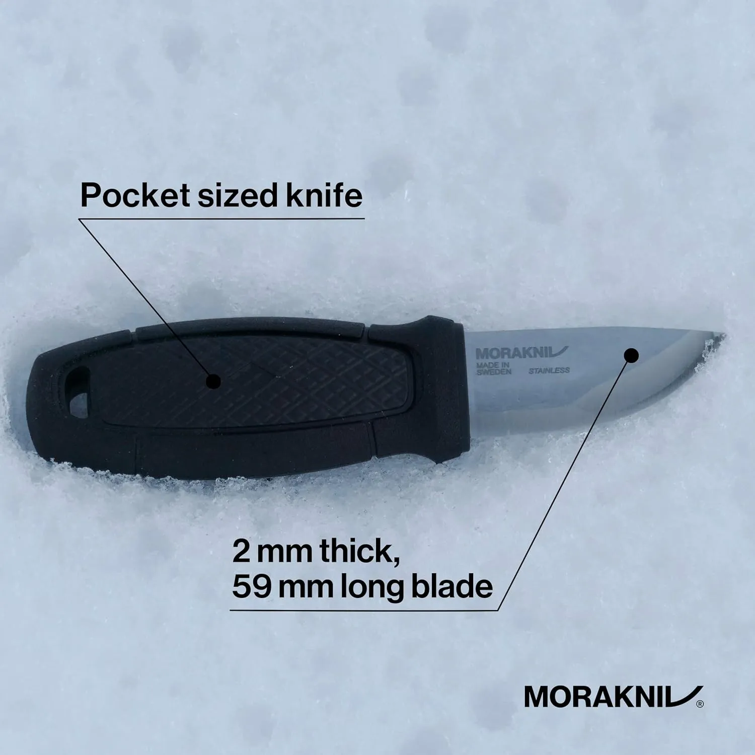 Morakniv Eldris Fixed-Blade Pocket-Sized Knife with Sandvik Stainless Steel Blade and Plastic Sheath 2.2-Inch.
