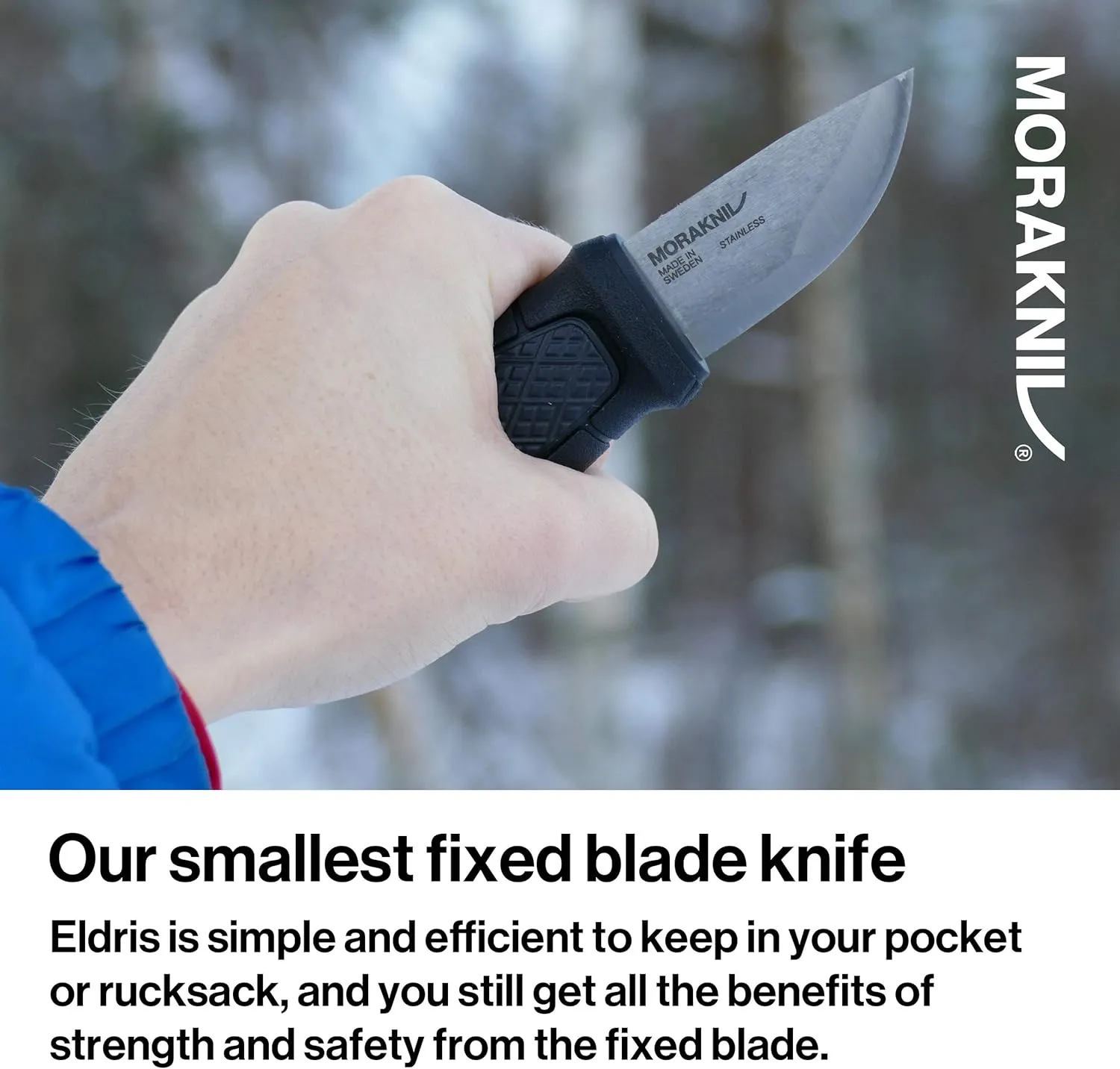 Morakniv Eldris Fixed-Blade Pocket-Sized Knife with Sandvik Stainless Steel Blade and Plastic Sheath 2.2-Inch.
