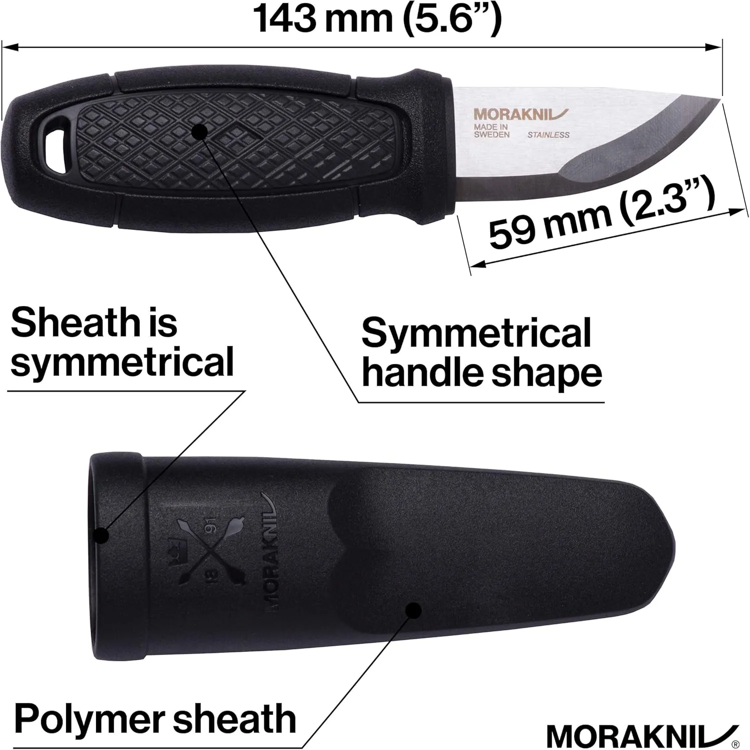 Morakniv Eldris Fixed-Blade Pocket-Sized Knife with Sandvik Stainless Steel Blade and Plastic Sheath 2.2-Inch.