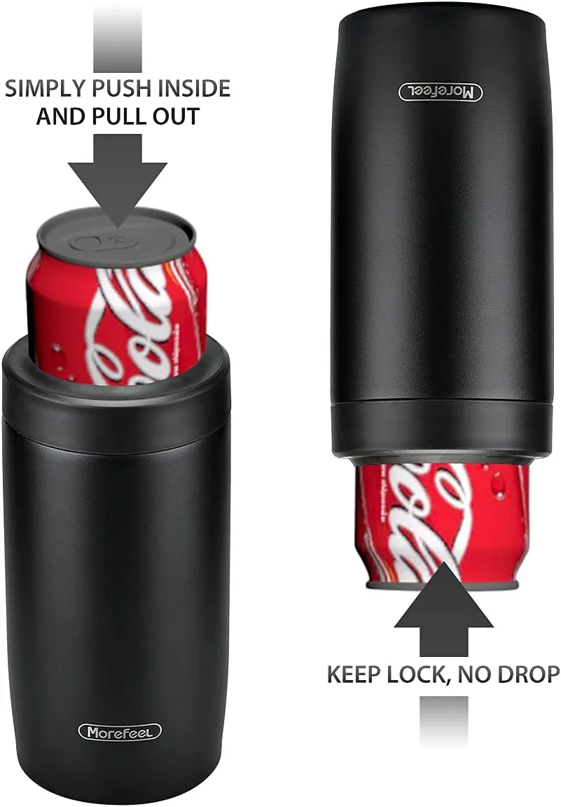 Morefeel 4-in-1 Skinny Can Cooler Double Wall Stainless Steel Insulated Can Holder, Works With 12 Oz Slim Can,Standard Cans,Beer Bottles & As Pint Cups(Black)