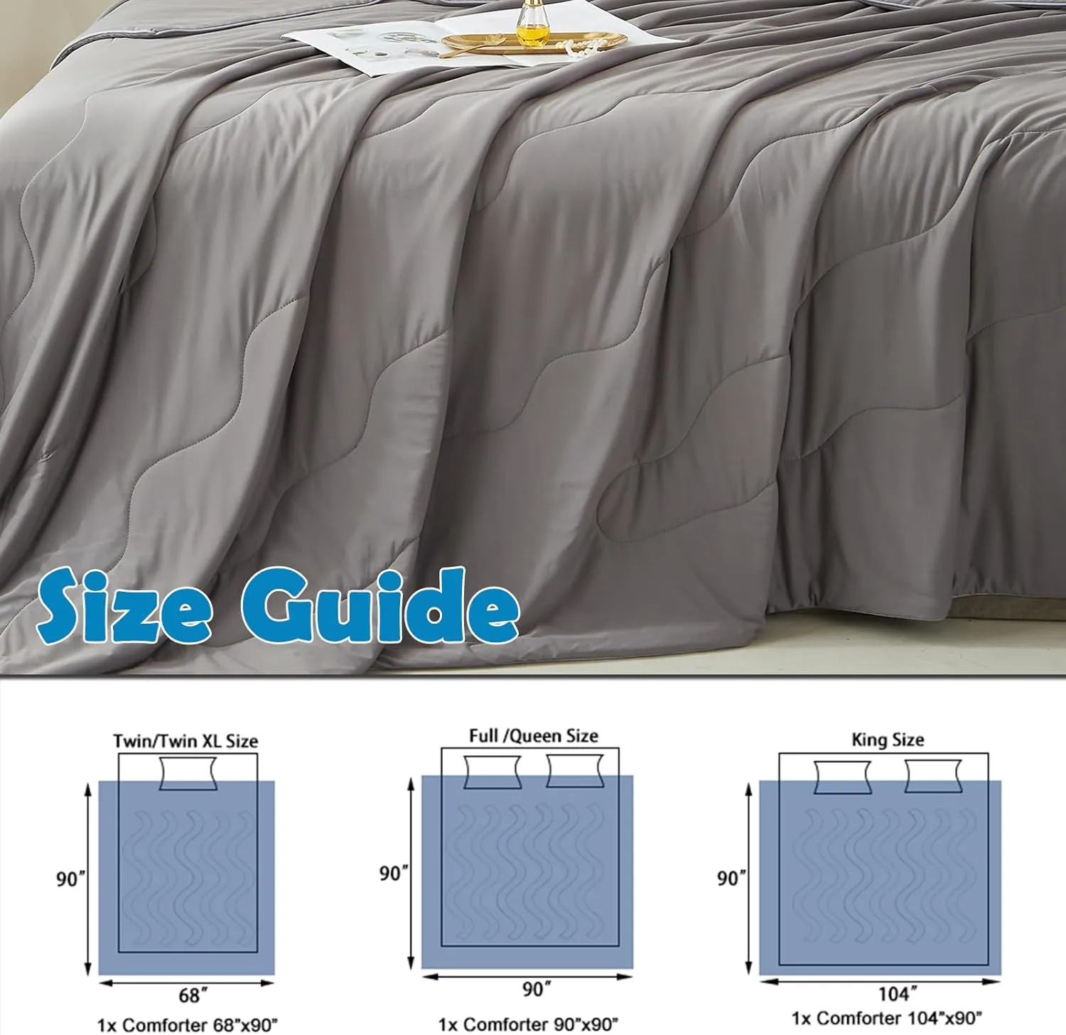 MorroMorn Cooling Comforter for Hot Sleepers & Night Sweats - IceyRest Cold Touch Technology, Lightweight Summer Blanket All-Season Breathable Silk Smooth (Cool Gray, Twin/Twin XL 68"x90")