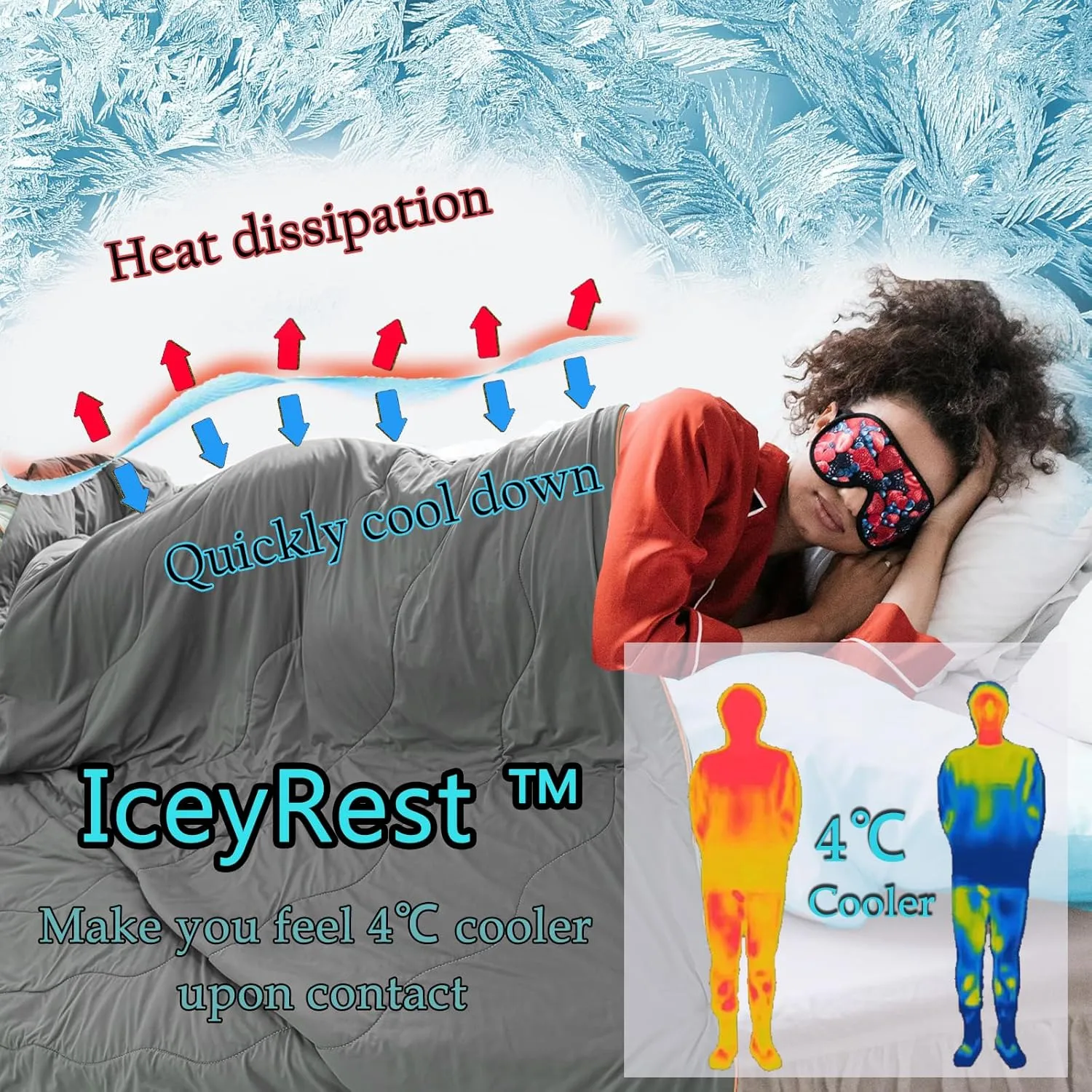 MorroMorn Cooling Comforter for Hot Sleepers & Night Sweats - IceyRest Cold Touch Technology, Lightweight Summer Blanket All-Season Breathable Silk Smooth (Cool Gray, Twin/Twin XL 68"x90")
