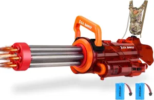 Most Powerful Gatling Submachine Electric Water Gun with 3000ml Backpack Tank, High Powered Automatic Squirt Guns for Adults,Water Blaster Summer Pool Toys for Kids Ages 8 (Orange)