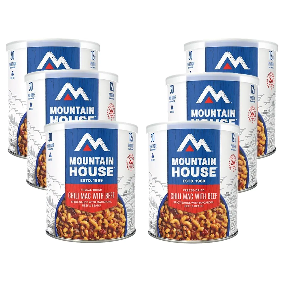 Mountain House 258 Serving Survival & Emergency Food Supply 36 Cans of Lunch & Entree Meals Includes Rice & Chicken, Chili Mac with Beef, Spaghetti with Meat Sauce Ready to Eat Food 30-Year Shelf Life