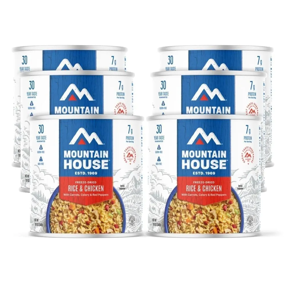 Mountain House 258 Serving Survival & Emergency Food Supply 36 Cans of Lunch & Entree Meals Includes Rice & Chicken, Chili Mac with Beef, Spaghetti with Meat Sauce Ready to Eat Food 30-Year Shelf Life