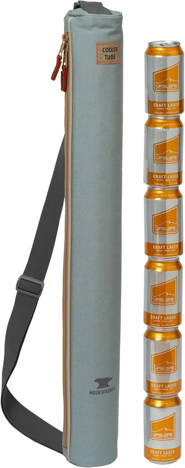 Mountainsmith Cooler Tube, Soft Sided Insulated 6 Can Cooler Sleeve with 2-Way Zipper and Adjustable Shoulder Strap