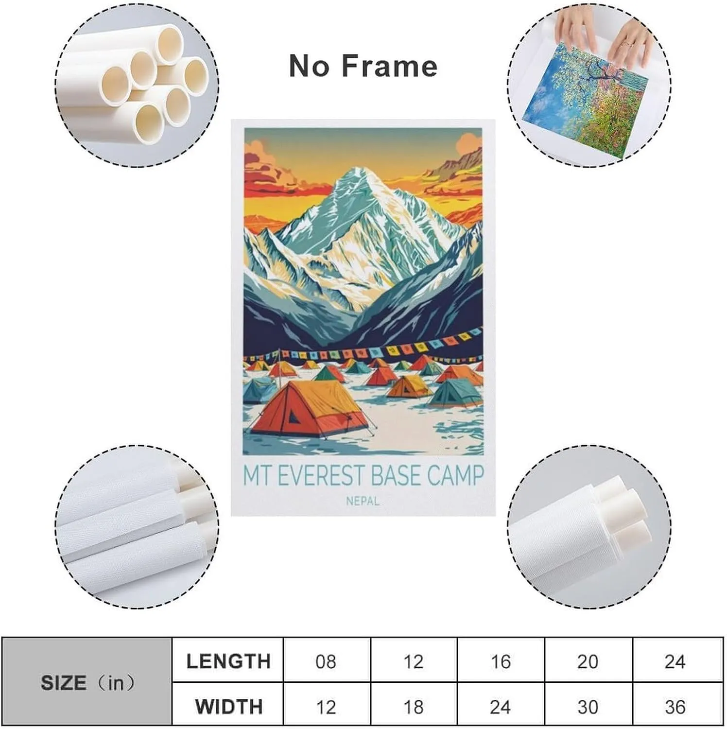 MT Everest Base Camp Travel Print Poster Canvas Wall Art Framed And Unframed Picture For Home Room Decor Poster 12x18inch(30x45cm)