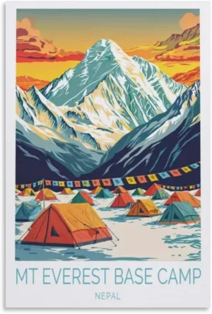 MT Everest Base Camp Travel Print Poster Canvas Wall Art Framed And Unframed Picture For Home Room Decor Poster 12x18inch(30x45cm)