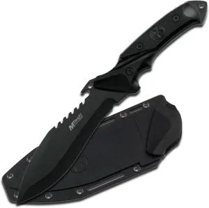 MTech USA MT-20-12 Fixed Blade Hunting Knife, Black Bowie Style Blade, Black Rubber Handle, 10-Inch Overall