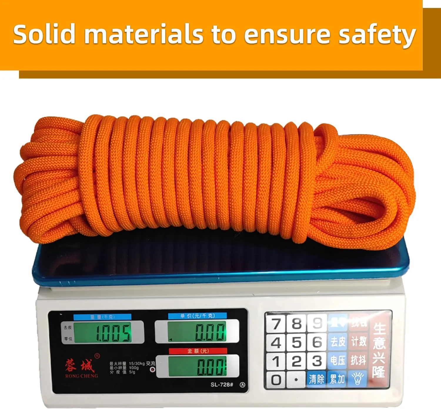 Multi-Purpose Rope 12mmx10(32ft) Heavy Duty Thick Nylon Rope for Adults Ideal for Rock Tree Rappelling and Other Operations Ultimate Strength Durability