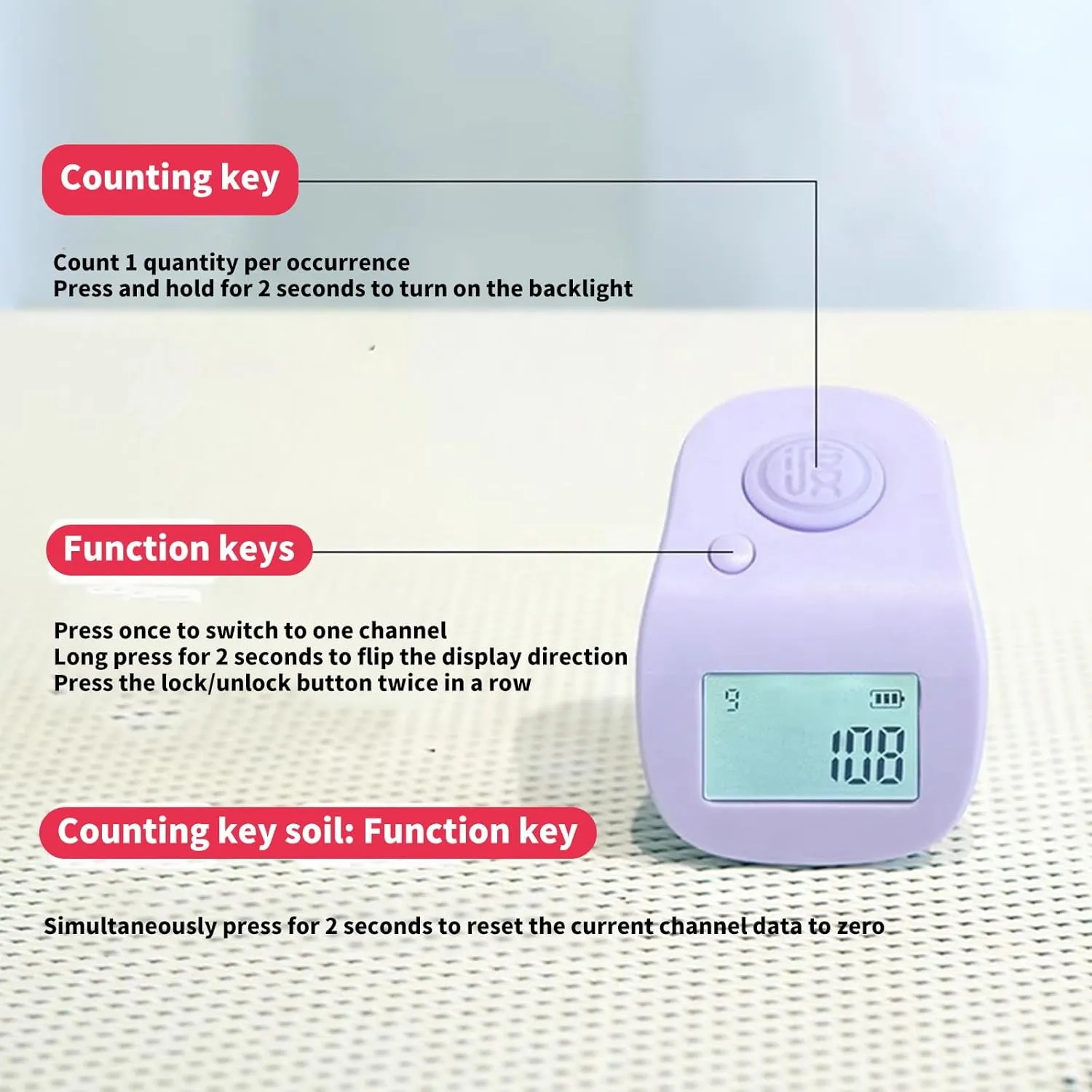 Multifunction Hand Press Counter With Rotates Screen Rechargeable Counting Device For Religious Event & Industrial Environment