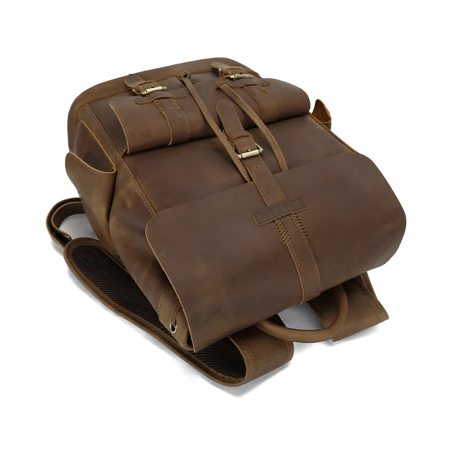 Multifunctional Travel Rucksack for Men- Vintage Leather Backpack