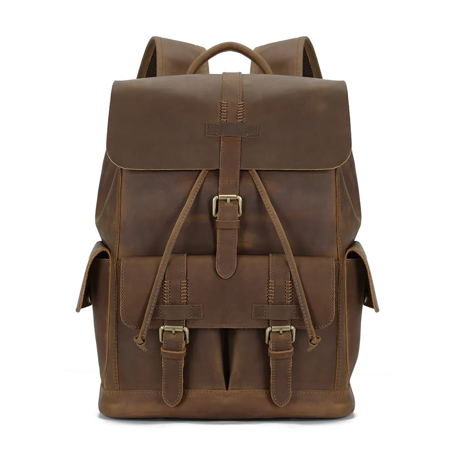 Multifunctional Travel Rucksack for Men- Vintage Leather Backpack