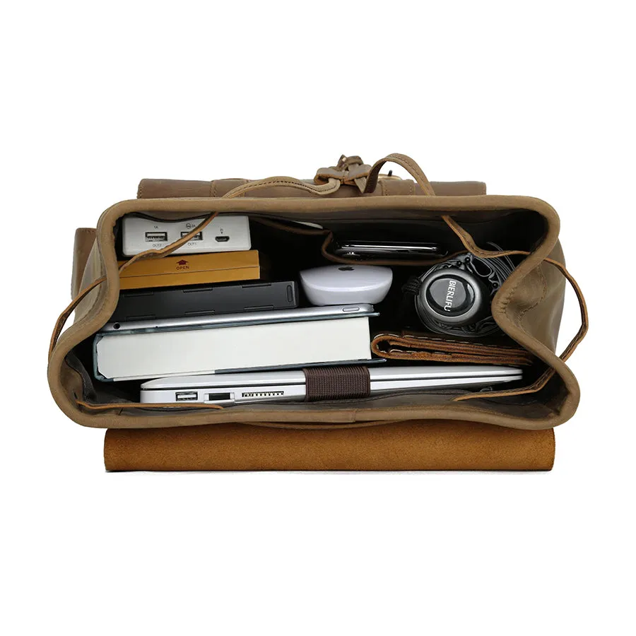 Multifunctional Travel Rucksack for Men- Vintage Leather Backpack