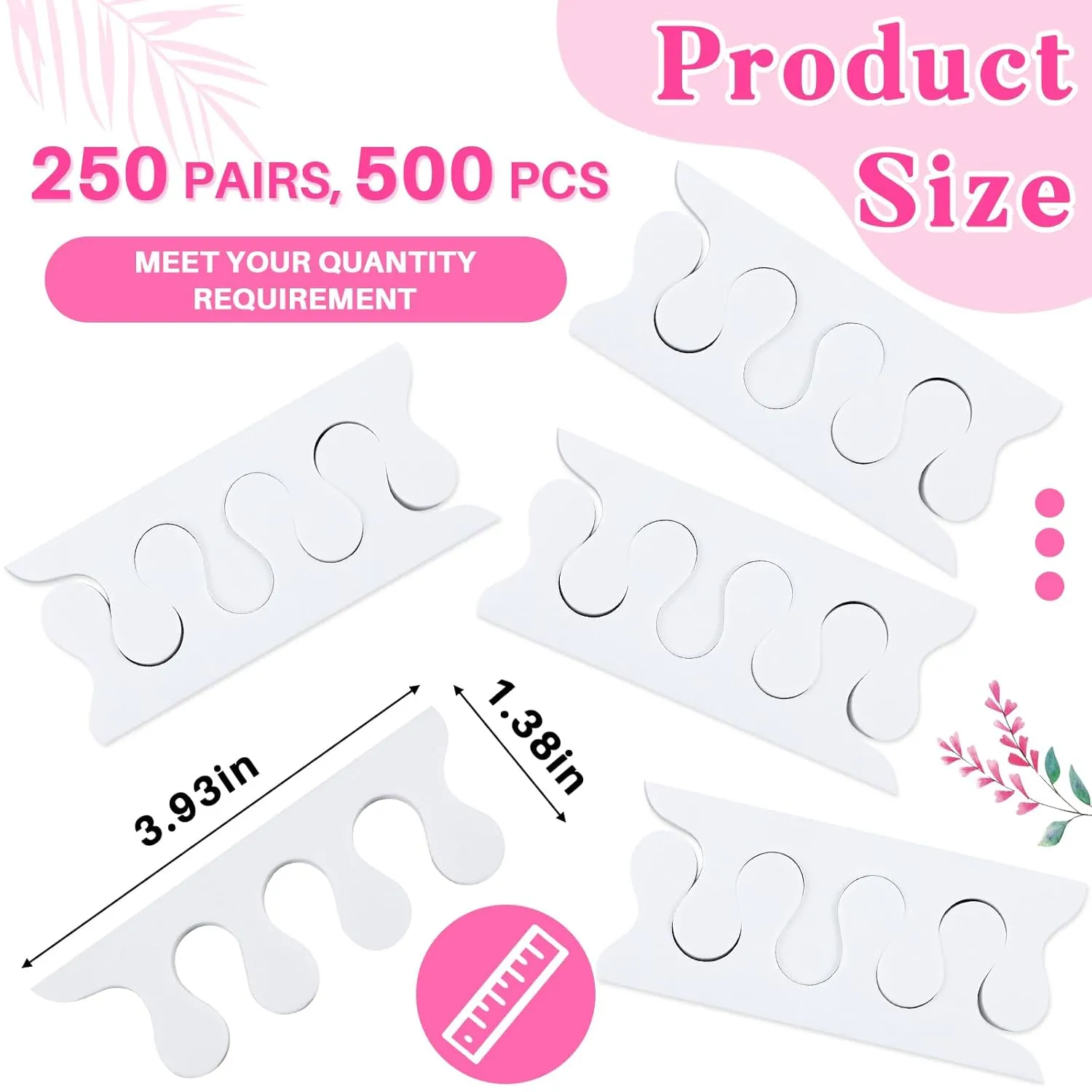 Mumufy 500 Pcs (250 Pairs) Toe Separators Pedicure Tool Kit Soft Toe Spacers for Pedicures Spreaders Finger Dividers for Women Men Feet Nail Toenails Art Painting Polish Spa(White)