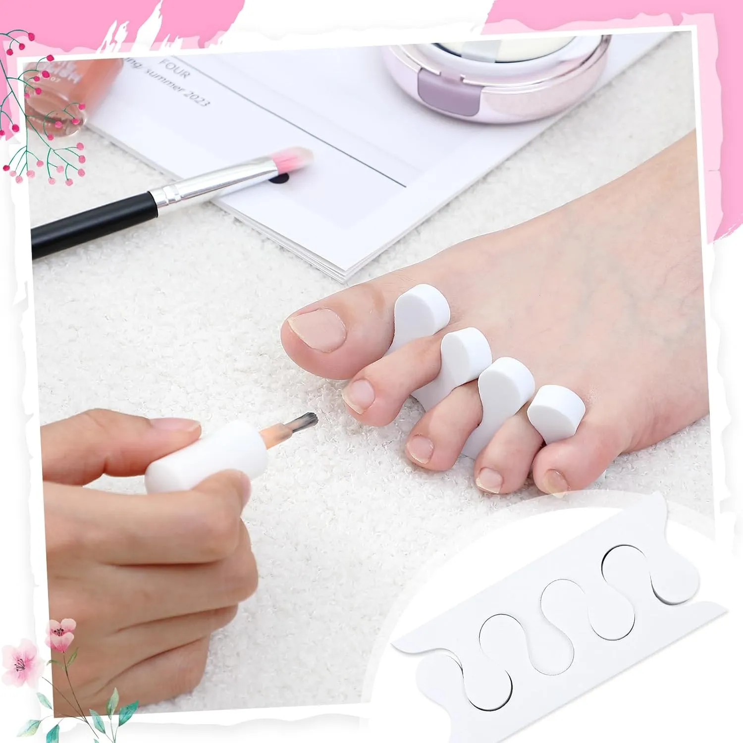Mumufy 500 Pcs (250 Pairs) Toe Separators Pedicure Tool Kit Soft Toe Spacers for Pedicures Spreaders Finger Dividers for Women Men Feet Nail Toenails Art Painting Polish Spa(White)
