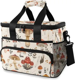 Mushroom Fall Cooler Bag Insulated Cooler Soft Sided Cooler 24 Can Portable Picnic Bag Large Leakproof Lunch Bag Box for Beach Grocery Camping Travel Car Men Women