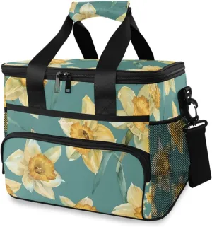 Muted Colordaffodil Flower Blue Cooler Bag Insulated Cooler Soft Sided Cooler 24 Can Portable Picnic Bag Large Leakproof Lunch Bag Box for Beach Grocery Camping Travel Car Men Women