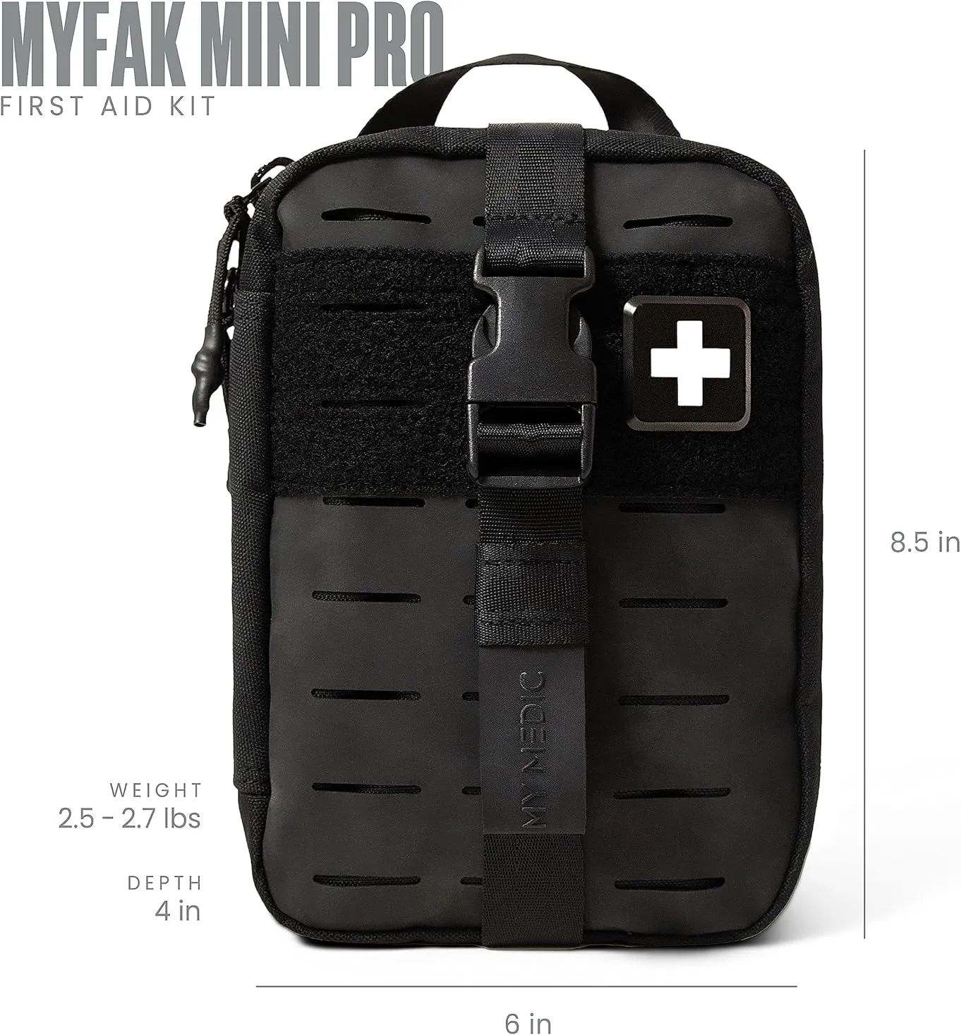 My Medic MyFak Mini Pro First Aid Kit - Small and Lightweight for Camping Hiking and Backpacking - 70 Items IFAK with Tourniquet - HSA/FSA Eligible Great for Travel - Black