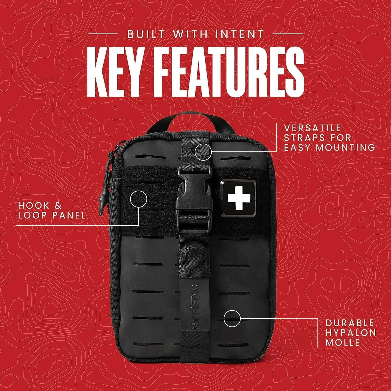My Medic MyFak Mini Pro First Aid Kit - Small and Lightweight for Camping Hiking and Backpacking - 70 Items IFAK with Tourniquet - HSA/FSA Eligible Great for Travel - Black