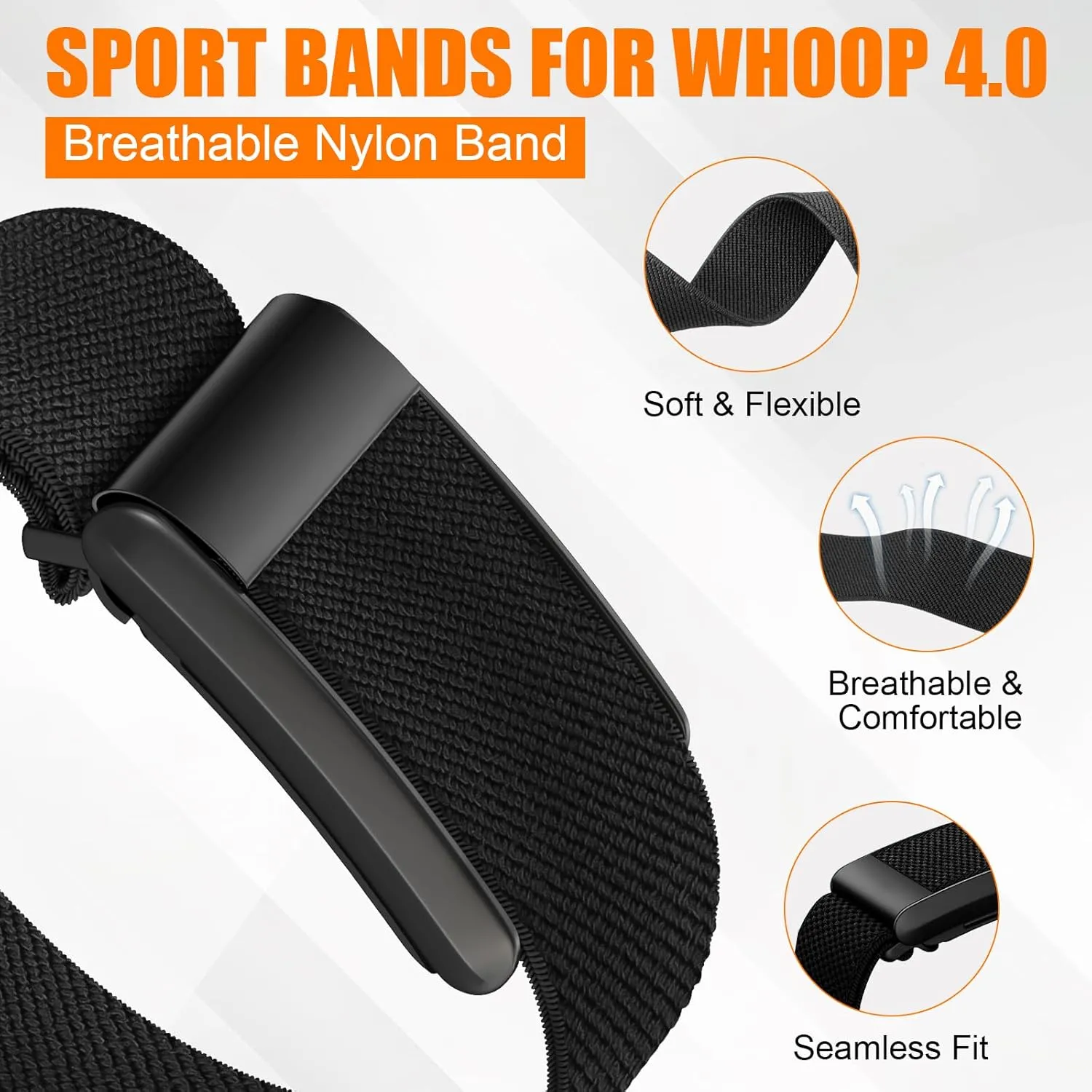 MYAPULUA Nylon Sport Bands Compatible with WHOOP Band 4.0 Strap for Men/Women,Comfort Breathable Nylon Durable Waterproof and Sweatproof Replacement Wristbands Straps for Whoop 4.0