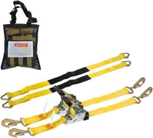 Mytee Products 4 Pk 2" x10' Retractable Ratchet Straps Kit w/Snap Hook, Axle Straps w/Delta Ring, Protective Sleeves, Storage Bag - Self Ratcheting Tie Down Strap w/500 lbs WLL for Boat, Jet Ski, ATV