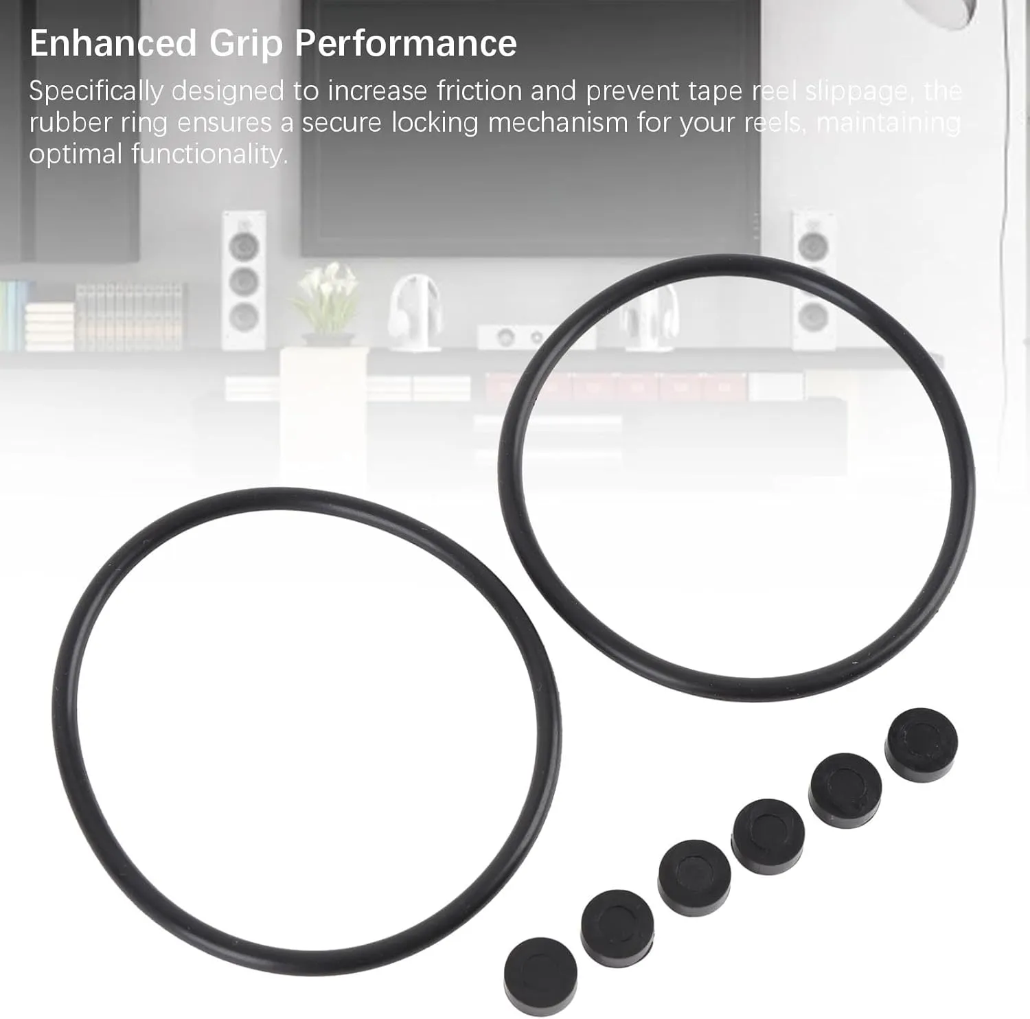 NAB Hub Adapter O Ring Kit, 2pcs Rubber Rings for REVOX NAB Hub Adapter and for Studer Reel to Reel Tape Recorder Adapters, with 4pcs Pucks (Black)