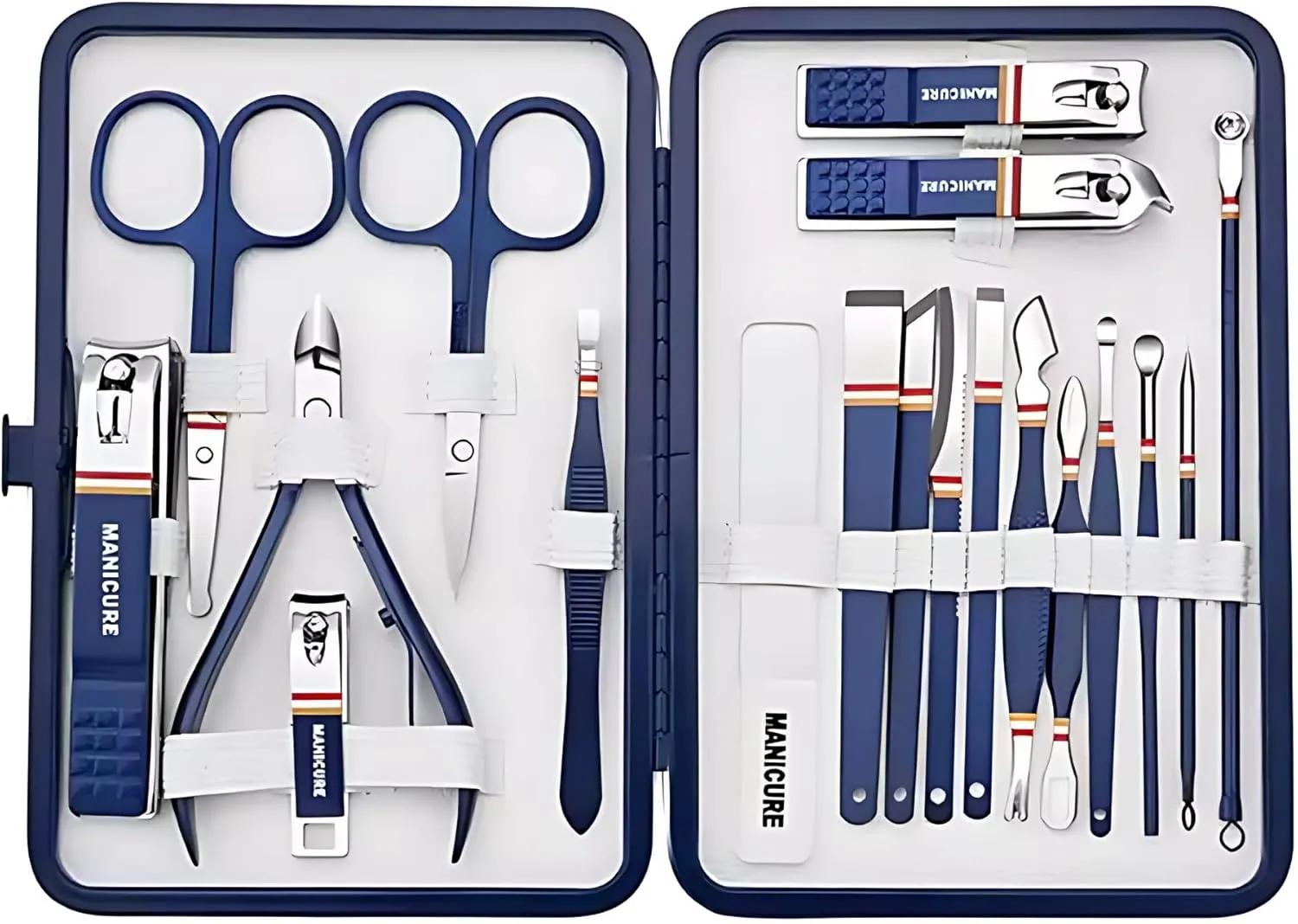 Nail Clippers Set - 19 Piece Manicure & Pedicure Kit, Stainless Steel Fingernail & Toenail Tools with Luxurious Travel Case for Men & Women