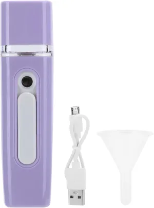 Nano Facial Steamer, 28ml Atomization Humidifier Cool Mist Facial Steamer USB Rechargeable Mist Sprayer for Face, Skin Care, Eyelash Extensions (Purple)