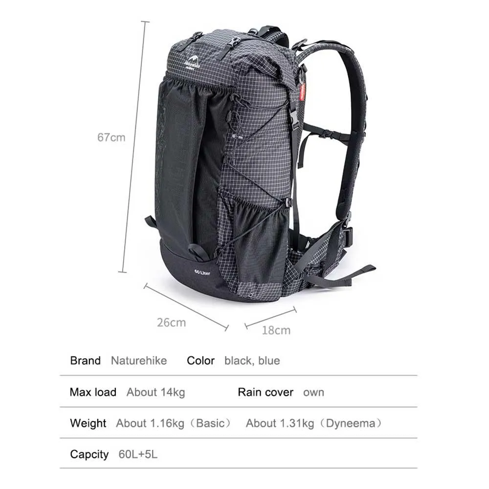Naturehike Rock 60L 5L Hiking Backpack NH19BP095