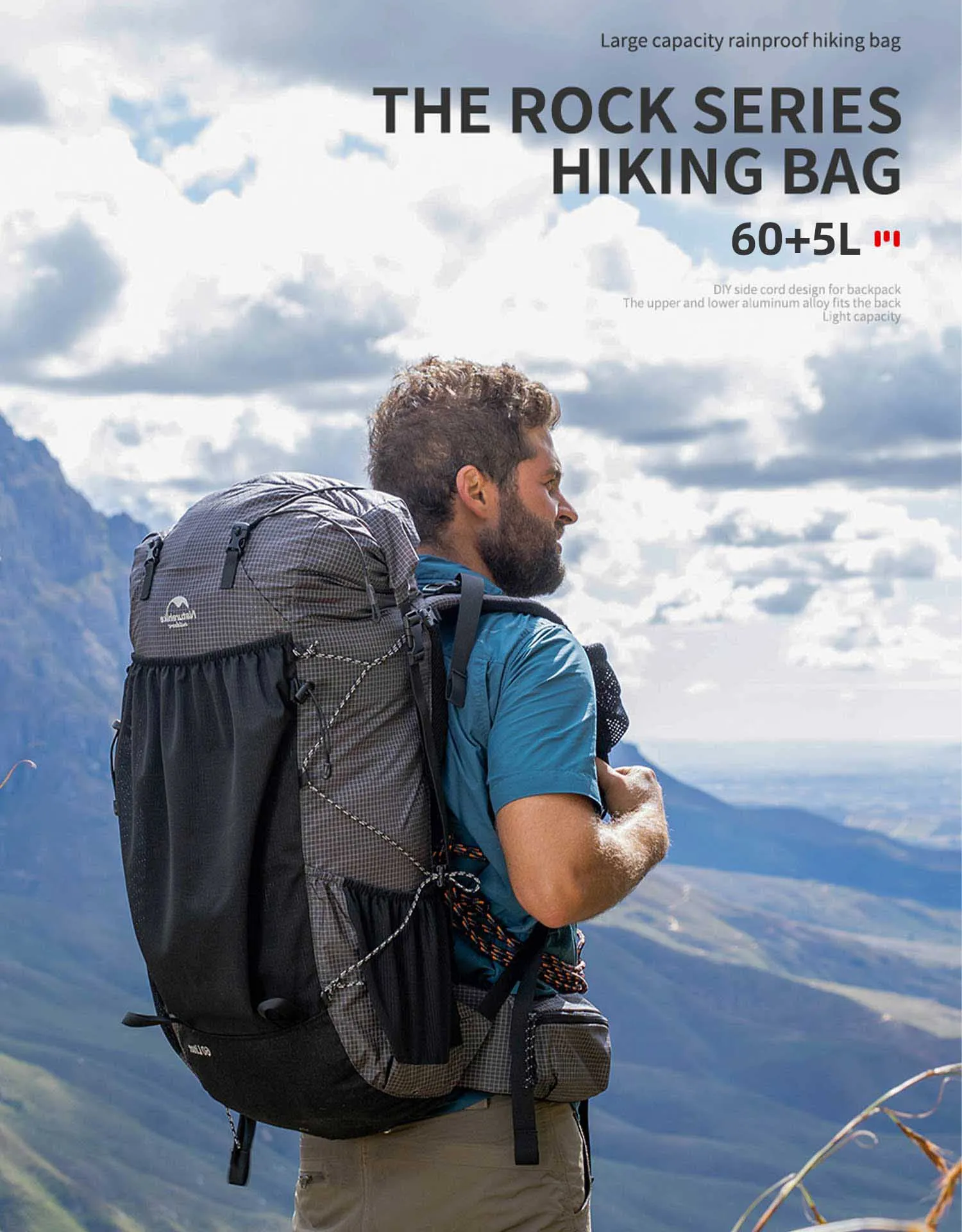Naturehike Rock 60L 5L Hiking Backpack NH19BP095