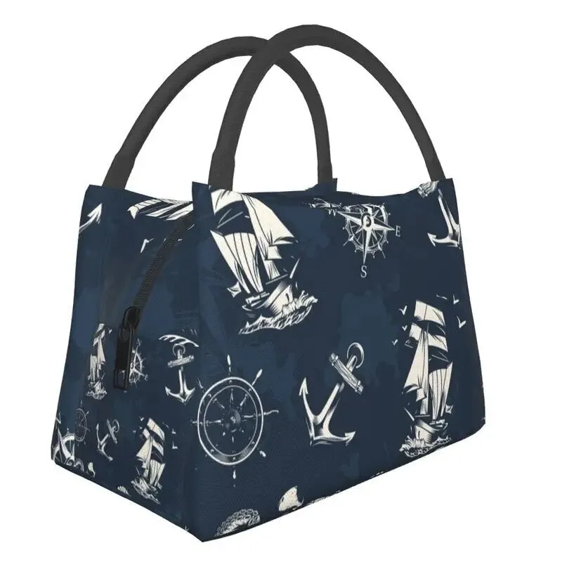 Nautical Cooler Lunch Box Red and White Stripes