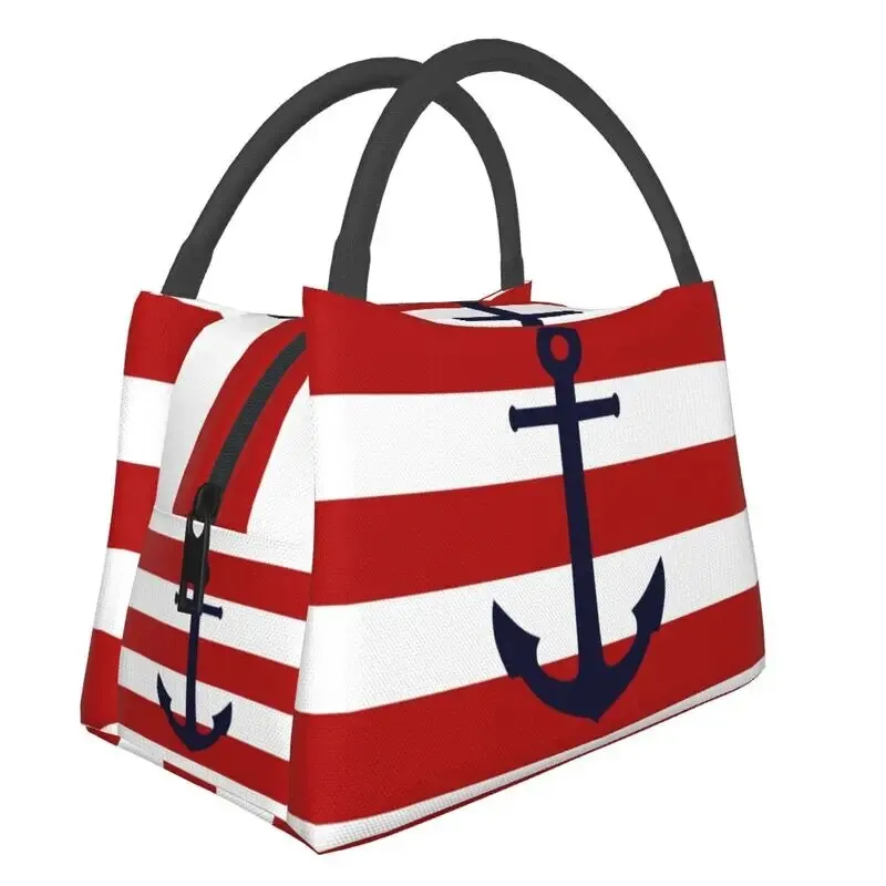 Nautical Cooler Lunch Box Red and White Stripes