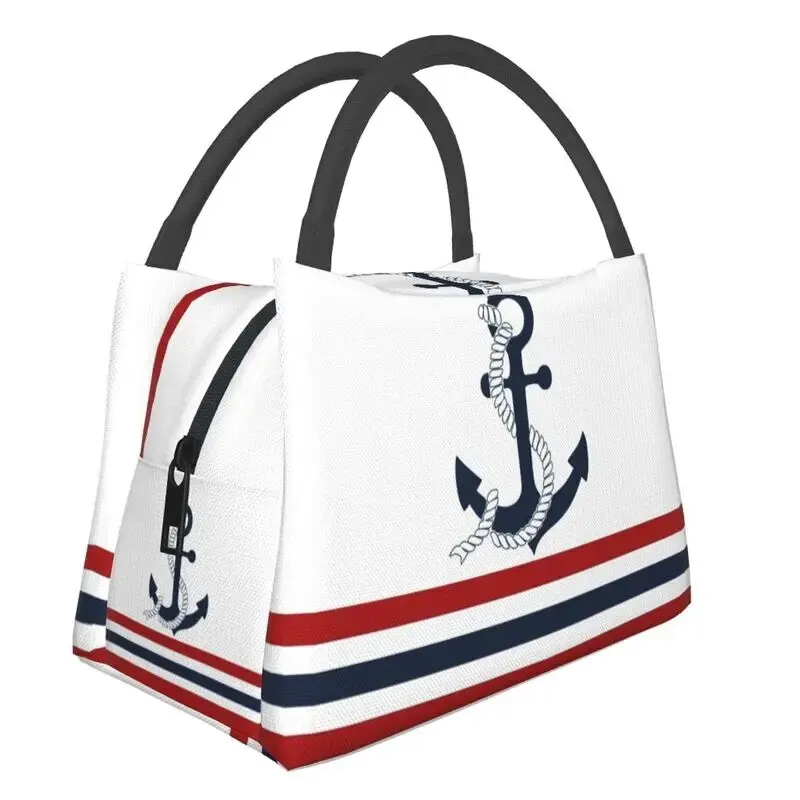 Nautical Cooler Lunch Box Red and White Stripes